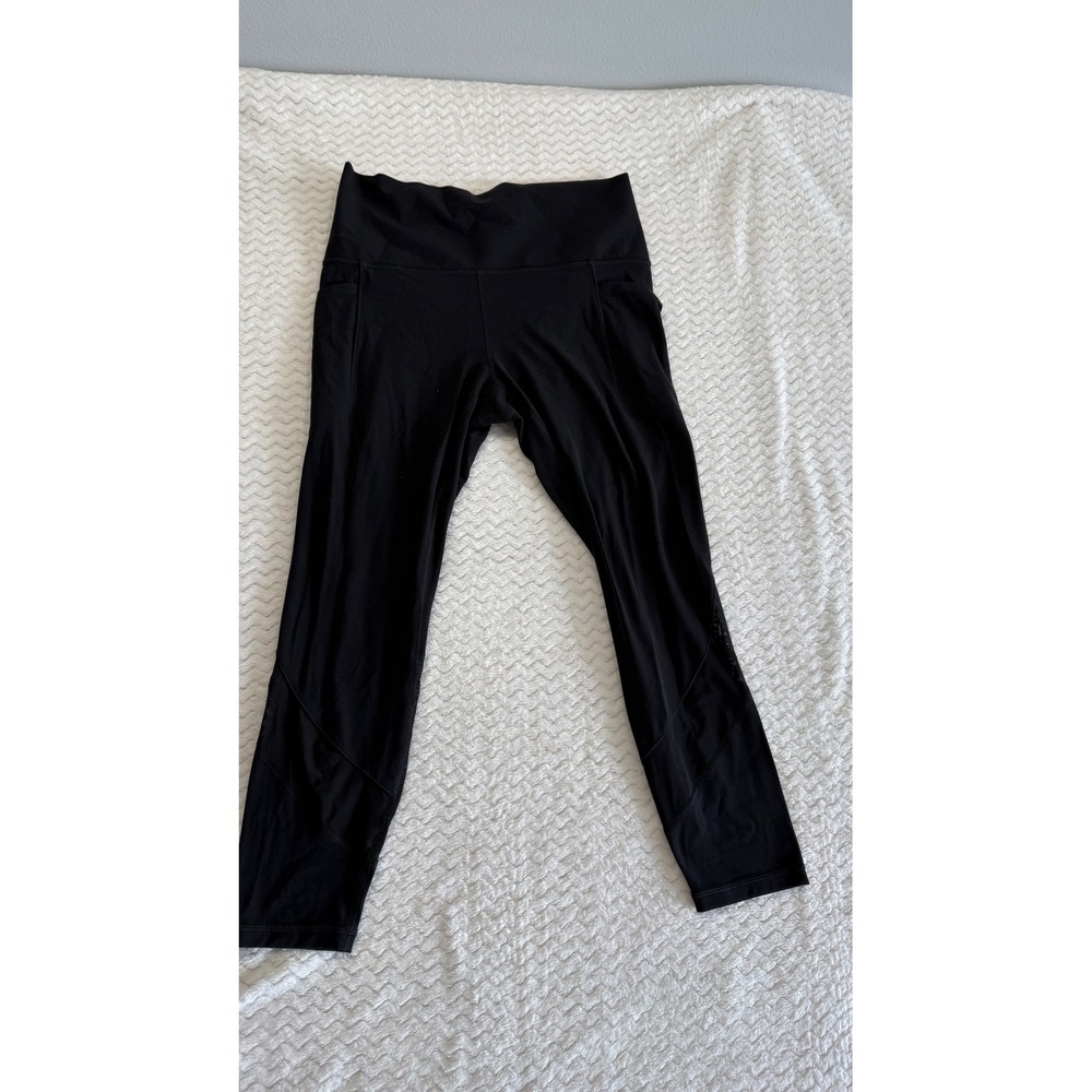 Athleta Salutation Stash Mesh Tight Black High Rise Leggings Pockets Womens M
